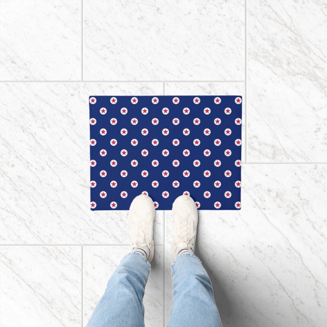 Patriotische Red White Blue Stars Moderne Door Mat Fußmatte (Indoor)