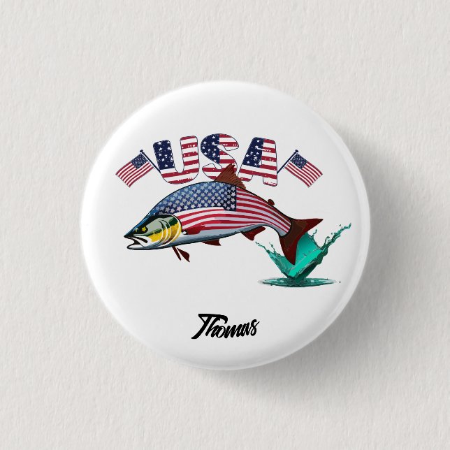 Patriotische Regenbogenforelle Button (Vorderseite)