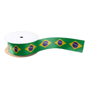 Patriotische Ribbon mit Flagge Brasiliens Satinband