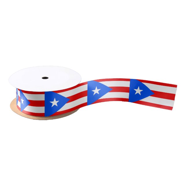 Patriotische Ribbon mit Flagge von Puerto Rico Satinband (Spule)