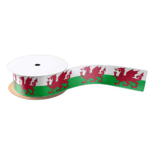 Patriotische Ribbon mit Flagge von Wales Satinband