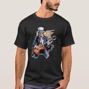 Patriotische Rockgitarre Onkel Sam 4. Juli T-Shirt