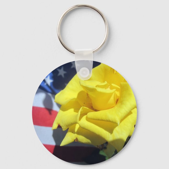 Patriotische Rose Schlüsselanhänger (Vorderseite)