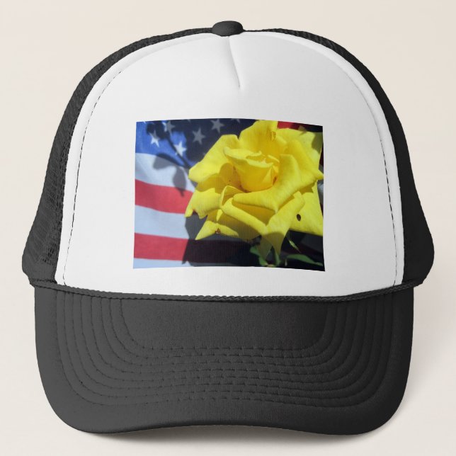 Patriotische Rose Truckerkappe (Vorderseite)