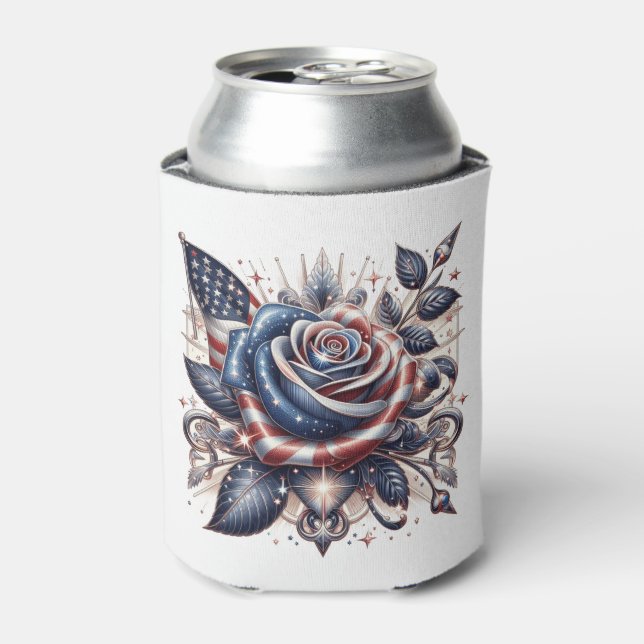 Patriotische Rose und Unabhängigkeitstag der ameri Dosenkühler (Kanne Vorderseite)