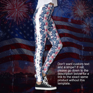 Patriotische Rosen Sterne - rot weiß blau MIT TEXT Leggings