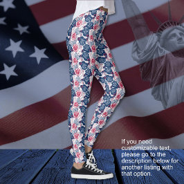 Patriotische Rosen Sterne - rot weiß blau OHNE TEX Leggings