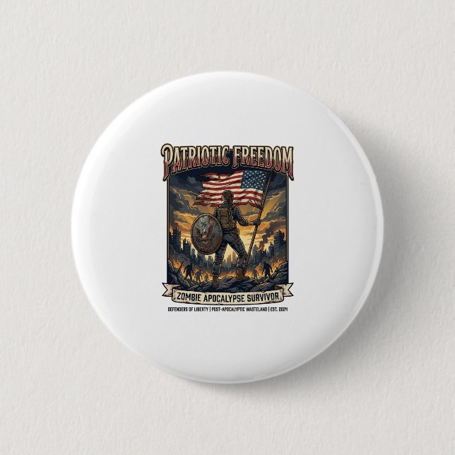 Patriotische Rostflagge Überlebender Zombie-Apokal Button (Vorderseite)