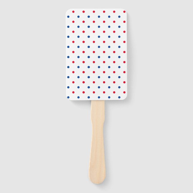 Patriotische Rot-Blau-Polka-Punktmuster - Urlaub Fächer (Vorderseite)
