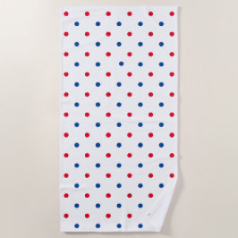 Patriotische Rot-Blau-Polka-Punktmuster - Urlaub Strandtuch