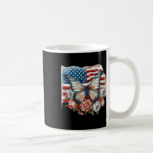 Patriotische Rot-Blau-Usa-Fahne Butterfly 4. Kaffeetasse