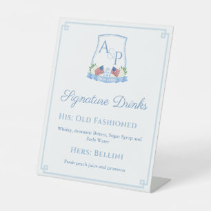 Patriotische Rot-Blau-Weiße Hochzeit Unterschrift  Sockelschild