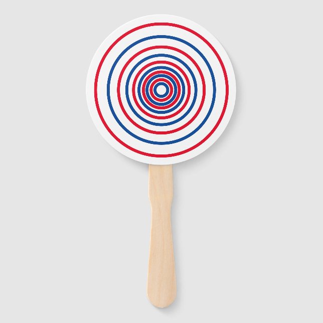 Patriotische rot-blaue Kreise geometrische Feierta Fächer (Vorderseite)