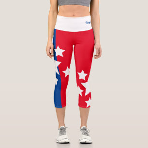 Patriotische Rot Blaue Namenszitat Capri-Leggings Capri Leggings