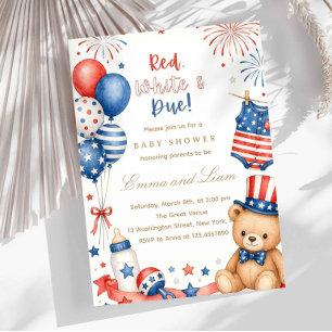Patriotische Rot-Weiß-Blau-Baby-Party Einladung