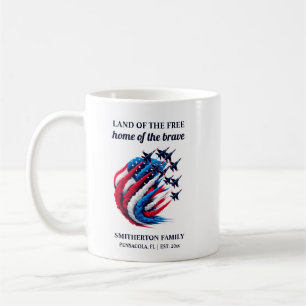 Patriotische Rot-Weiß-Blau-Kampfjets Kaffeetasse