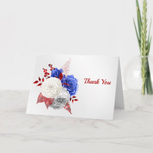 Patriotische Rot-Weiß-Blau-Rosen Dankeskarte