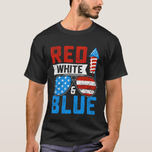 Patriotische Rot-Weiß-Blau-USA-Flagge 4. Juli T-Shirt