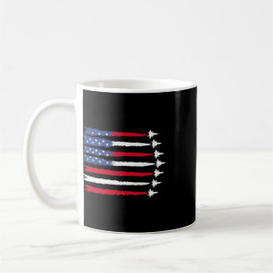 Patriotische Rot-Weiß-Blau-USA-Flagge-Kampfjets 4. Kaffeetasse