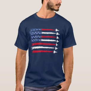 Patriotische Rot-Weiß-Blau-USA-Flagge-Kampfjets T-Shirt