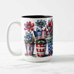 PATRIOTISCHE, ROT WEISSE, BLAUE AMERIKANISCHE BLUM ZWEIFARBIGE TASSE