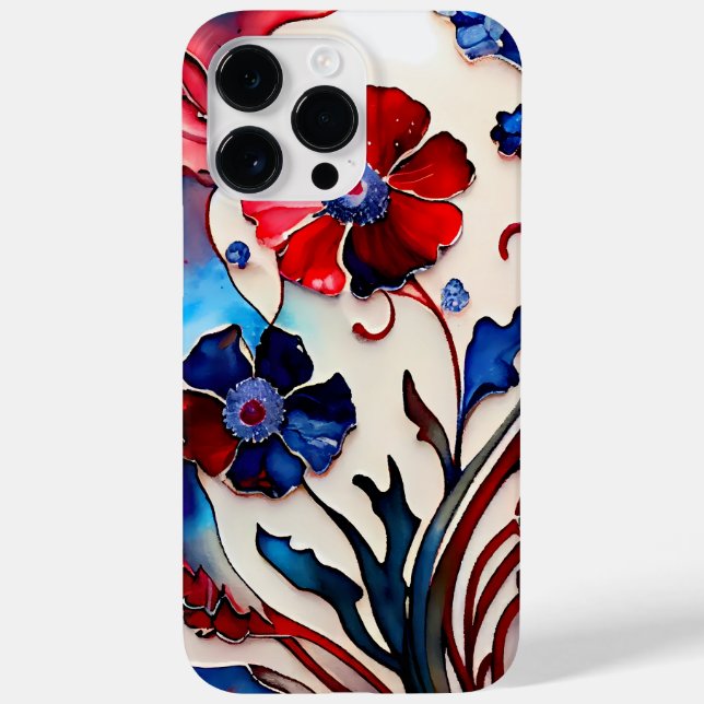 PATRIOTISCHE, ROT WEISSE BLUME Case-Mate iPhone HÜLLE (Rückseite)