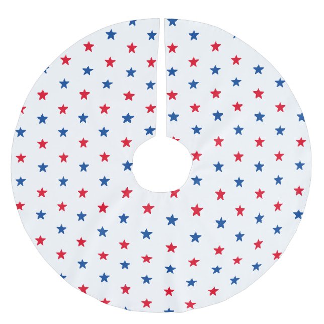 Patriotische rote blaue Sterne Muster Weihnachten Polyester Weihnachtsbaumdecke (Vorderseite)