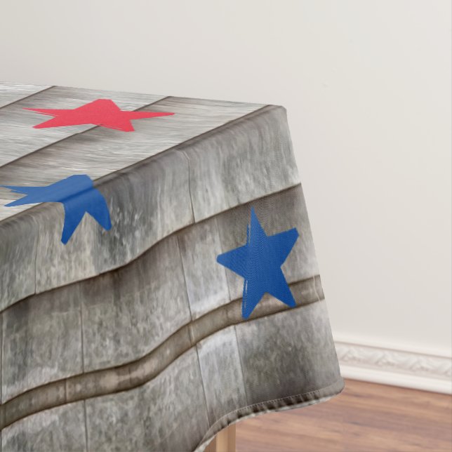 Patriotische rote blaue Sterne rustikale Gürtelmus Tischdecke (Beispiel)