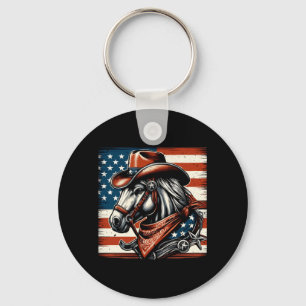 Patriotische rote blaue USA-Flagge Retro Mustang P Schlüsselanhänger