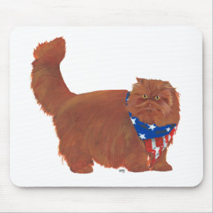Patriotische Rote Langhaarperserkatze Mousepad