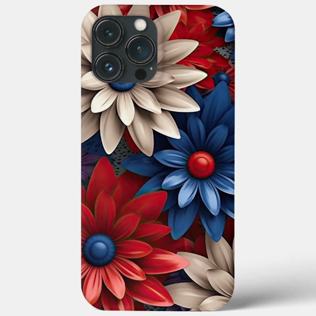 PATRIOTISCHE ROTE WEISSE BLAUE AMERIKANISCHE BLUME Case-Mate iPhone HÜLLE (Rückseite)
