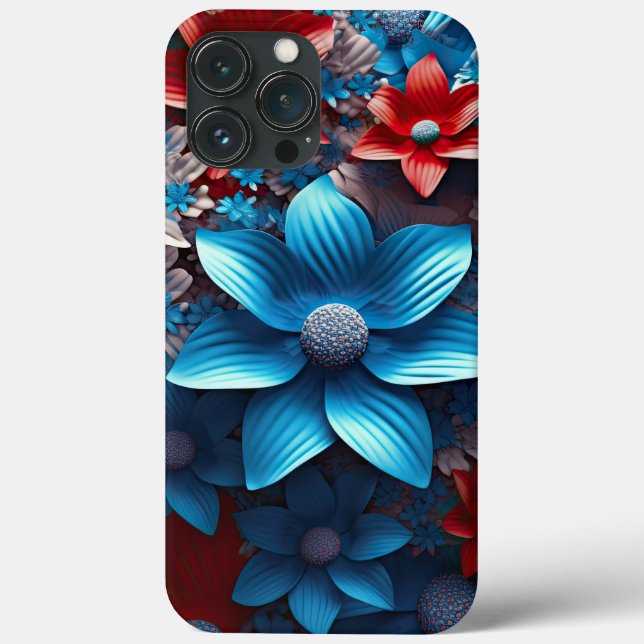 PATRIOTISCHE ROTE WEISSE BLAUE AMERIKANISCHE BLUME Case-Mate iPhone HÜLLE (Rückseite)