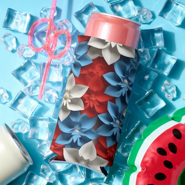 PATRIOTISCHE ROTE WEISSE BLAUE AMERIKANISCHE BLUME SELTERS DOSENKÜHLER (In Situ Sommer)