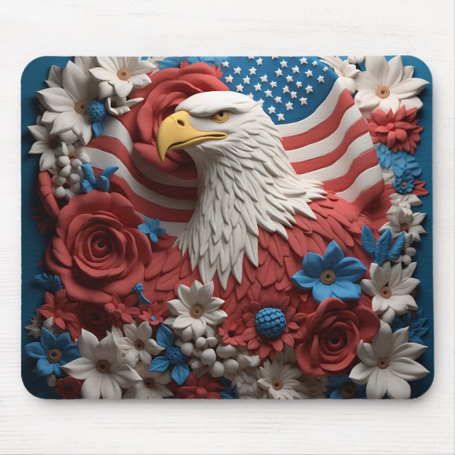 PATRIOTISCHE ROTE WEISSE BLAUE AMERIKANISCHER BALD MOUSEPAD (Vorne)