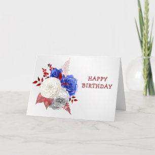 Patriotische rote weiße blaue Rosen Geburtstag Karte