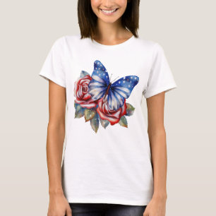 PATRIOTISCHE ROTE WEISSE BLAUE SCHALTFLÄCHE UND BL T-Shirt