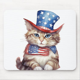 PATRIOTISCHE ROTE WEISSE BLAUE WASSERFARBE KITTY C MOUSEPAD
