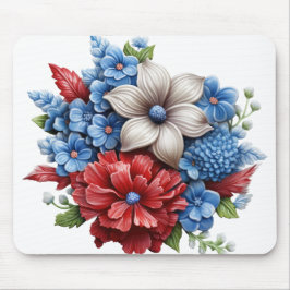 PATRIOTISCHE ROTE WEISSE BLUE FLORAL BOUQUET MOUSEPAD