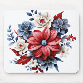 PATRIOTISCHE ROTE WEISSE BLUE FLORAL BOUQUET MOUSEPAD