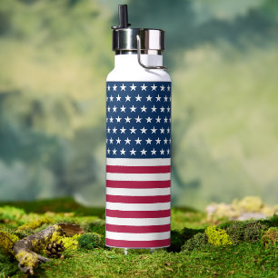 Patriotische rote weiße und blaue Sterne und Strei Trinkflasche