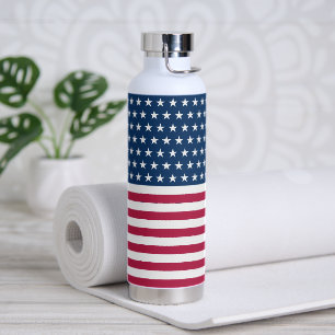 Patriotische rote weiße und blaue Sterne und Strei Trinkflasche