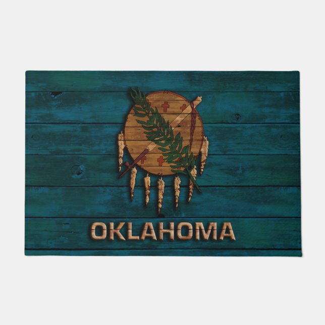 Patriotische rustikale Flagge von Oklahoma Fußmatte (Vorderseite)