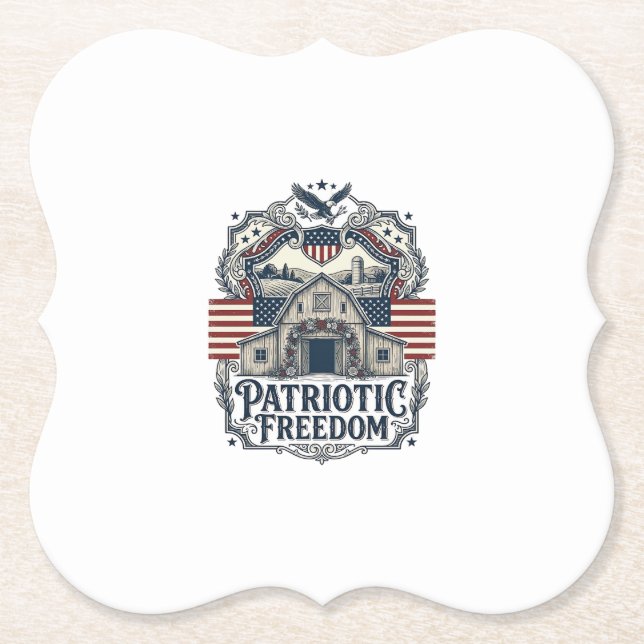 Patriotische rustikale Scheunenhochzeit  Untersetzer (Vorderseite)