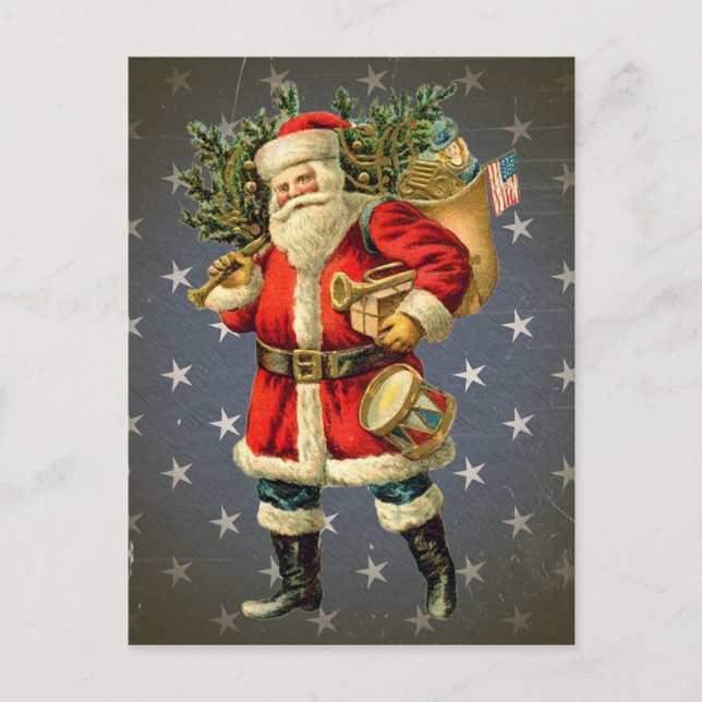 Patriotische Santa / Vintage Postkarte (Vorderseite)