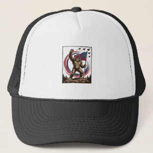 Patriotische Sasquatch-Flagge Vintage Truckerkappe