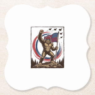Patriotische Sasquatch-Flagge Vintage Untersetzer