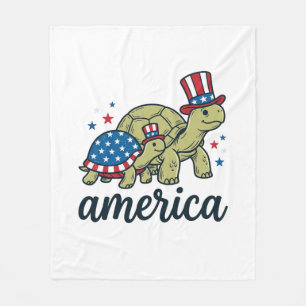 Patriotische Schildkröte Amerika Vintage Gravur De Fleecedecke