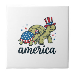 Patriotische Schildkröte Amerika Vintage Gravur De Fliese