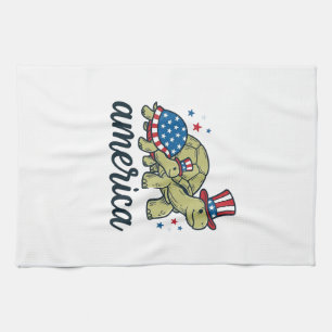 Patriotische Schildkröte Amerika Vintage Gravur De Geschirrtuch