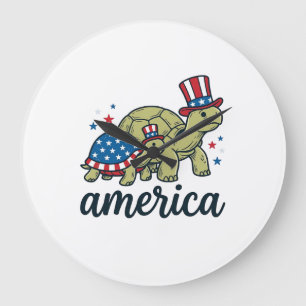 Patriotische Schildkröte Amerika Vintage Gravur De Große Wanduhr